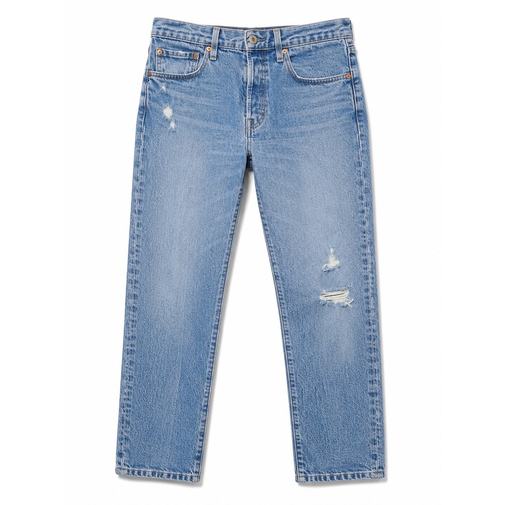 Levis Premium 501 Skinny Jeans Light Wash Distressed Blue Denim W27 L28